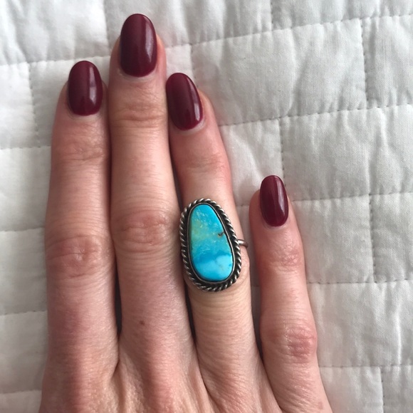 Vintage Turquoise Ring western small size 4 - Picture 2 of 10